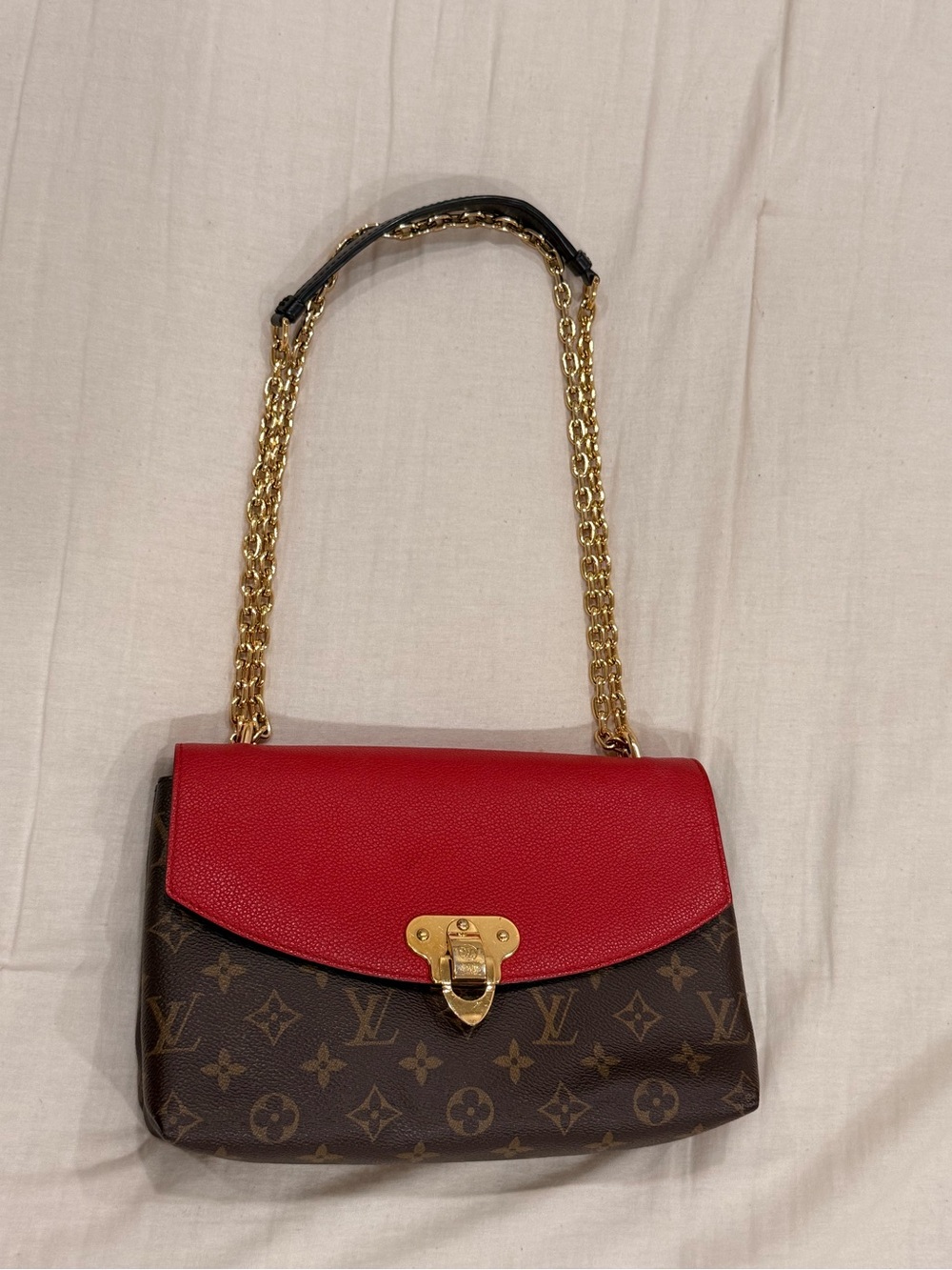 Louis Vuitton Saint Placide brown monogram with red trim